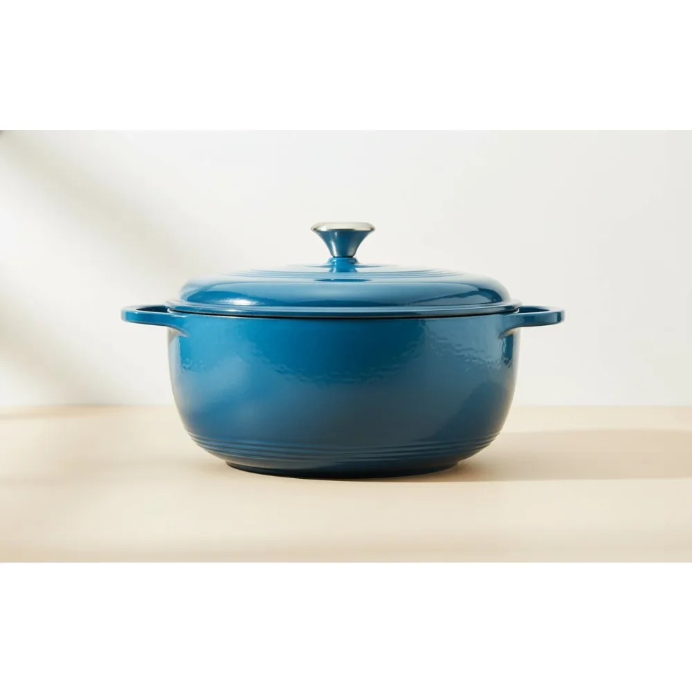 

6-литровая эмалированная чугунная голландская духовка, бирюзовая — идеально подходит для медленного приготовления и выпечки