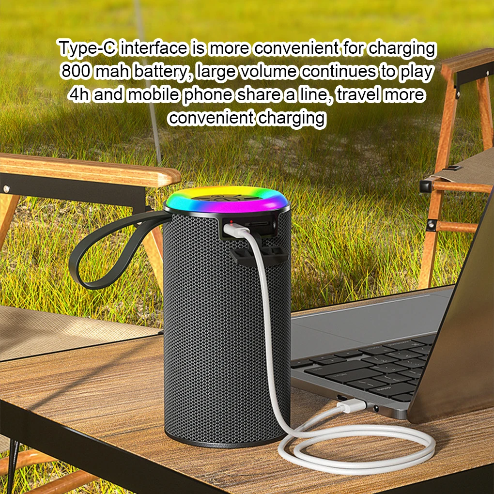 Alto-falante portátil bluetooth com som hifi à prova d'água e chamadas mãos-livres led luz fria para festa ao ar livre alto-falante de som