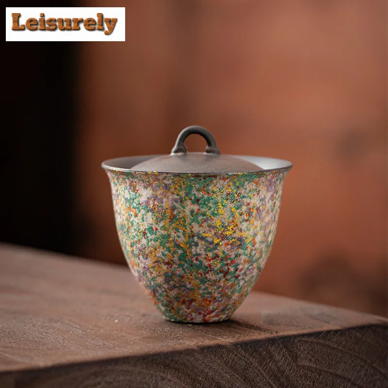 

175ml Rock Painting Time Wind Gaiwan Luxury Tea Tureen Household Tea Bowl With Lid Kit Tea Maker Cover Bowl Cafes Ornaments Gift