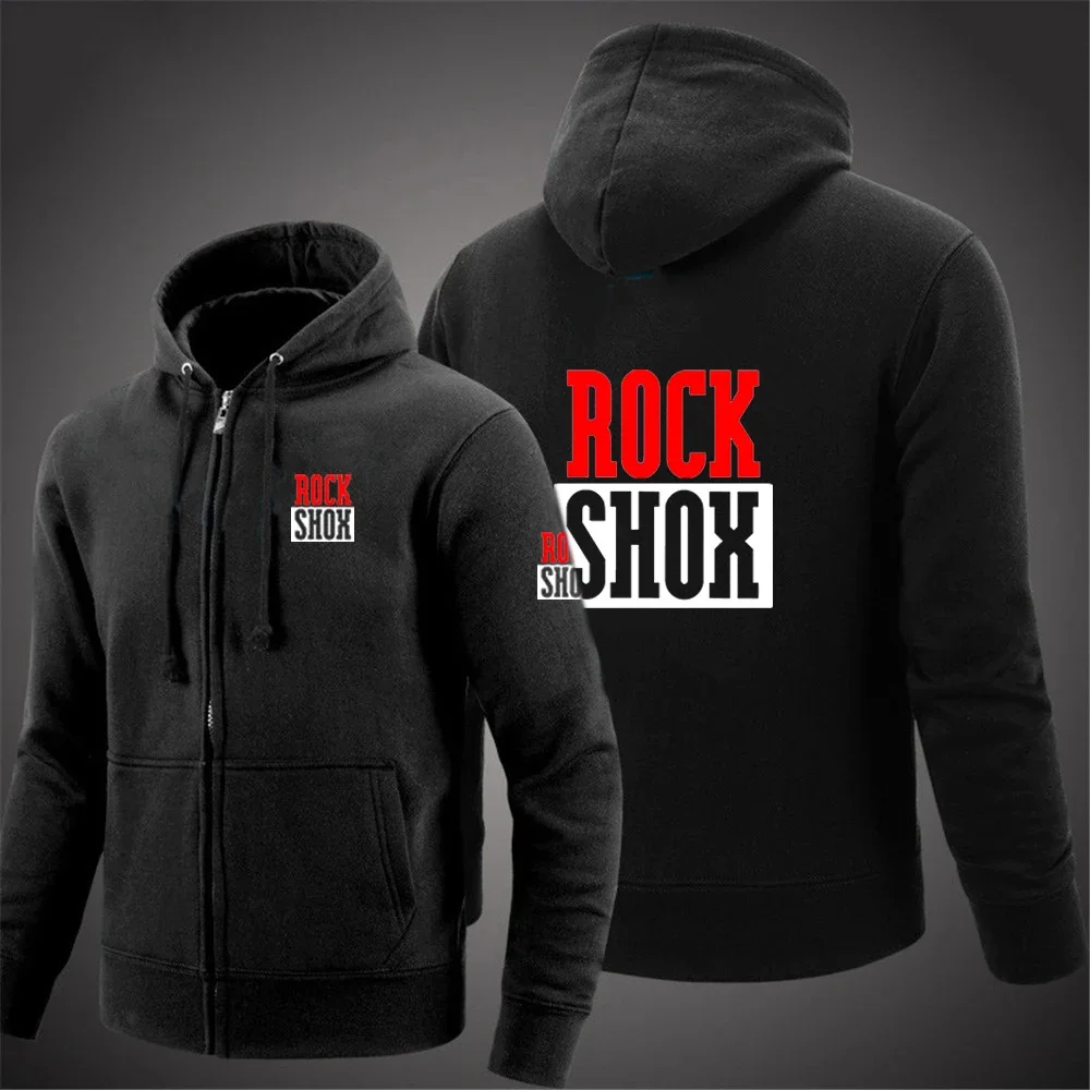 Rock shox suspensão de choque montanha mtb 2025 moda masculina zíper com capuz cardigan cor sólida clássico ao ar livre roupas superiores