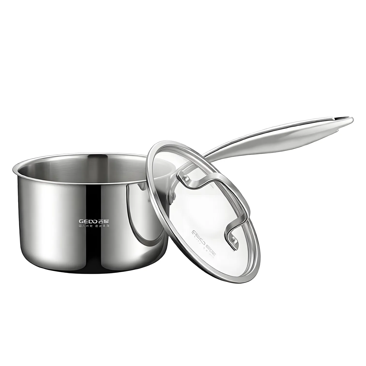 Ultra Thick 5 Layers Breakfast Pot LFGB Certified Pure 304 Stainless Steel Milk Pan with Tempered Glass Cover and Accurate Scale