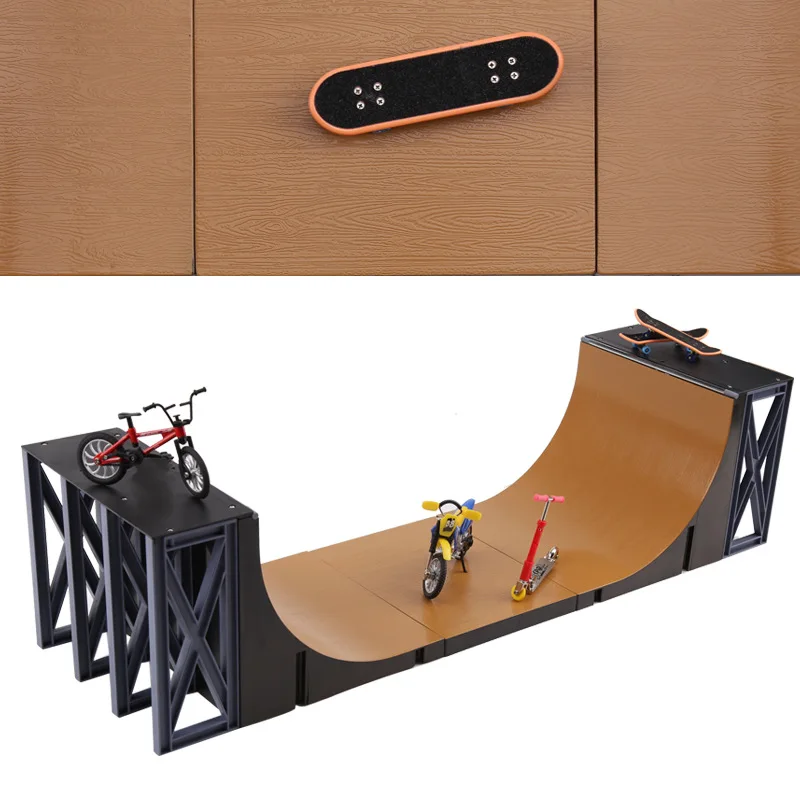 フィンガースケートボード U 字型ビッグシーン DIY & スタントオートバイバイクスクーターパーツ テックデッキ会場コンボ屋内家庭用おもちゃ用