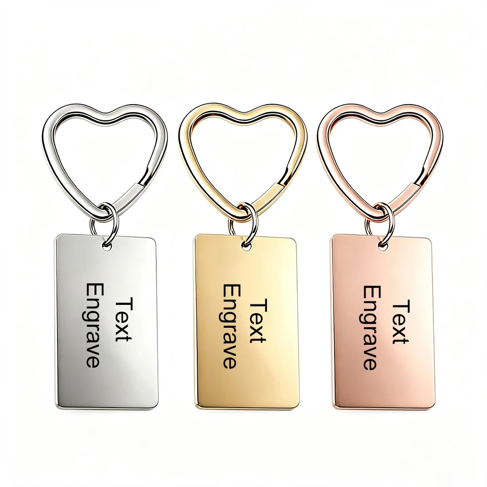 Fnixtar 10pcs Mirror Polish Rectangle Pendant Keychain Blank Love Stainless Steel Accessories DIY Personized Logo Making Jewelry