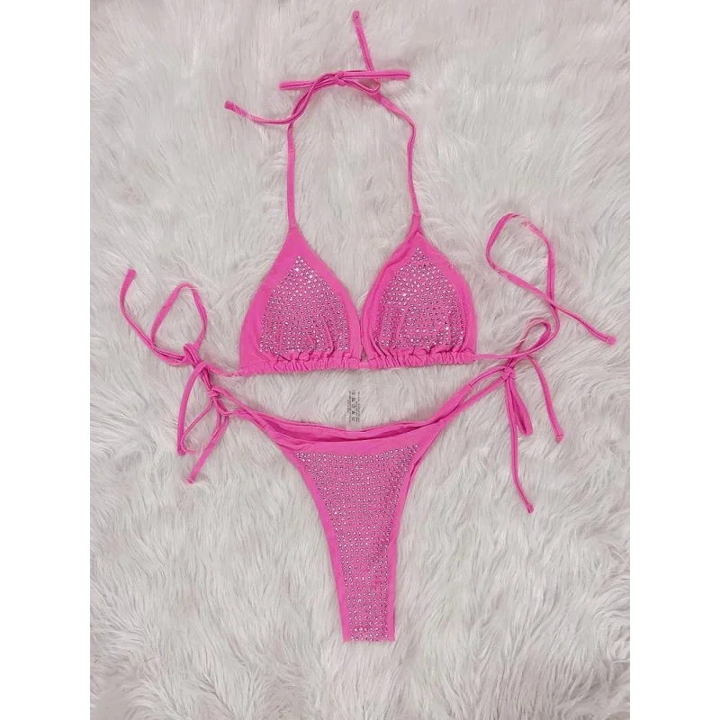 

Shiny Sequin Diamond Bikini Women's Swimwear Sexy Triangle Swimsuit Two-pieces Bikini Set 2025 New Bathing Suit Swim Beach Wear