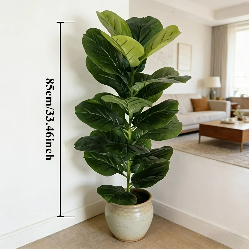 1 pieza de Ficus Lyrata Artificial de 85 cm con 23 Hojas para Decoración de Oficinas, Hoteles, Cafés, Bodas, Hogares y Fiestas