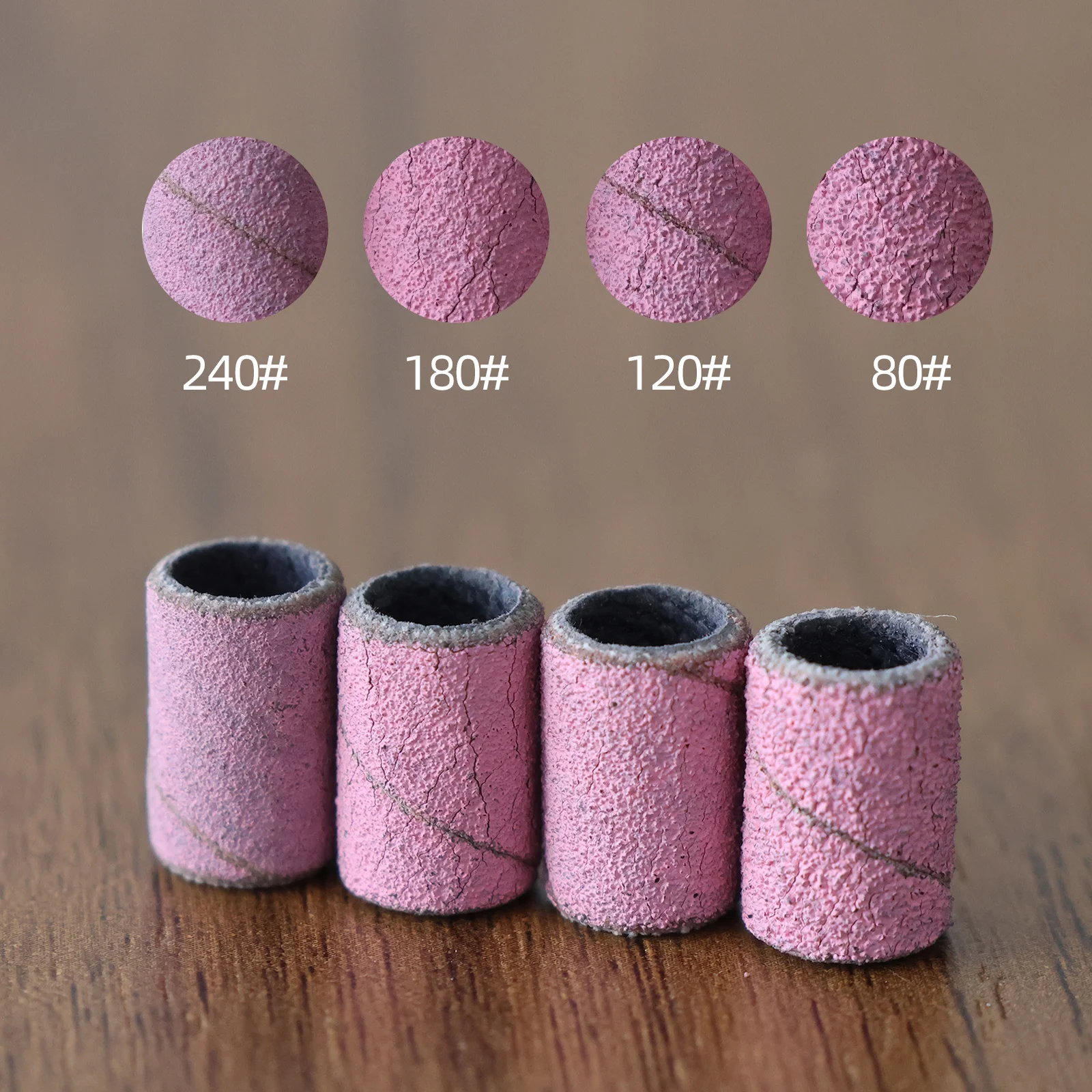 HYTOOS 50Pcs/Bag Pink Sanding Bands Without  Mandrel Electric Nail Drill Bit Accessories Gel Removal Nails Care Polishing Tool