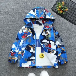 2022 Top Children's Hooded Cartoon Rushsuit Spider Man Camouflage Boys' Casual Versatile Coat