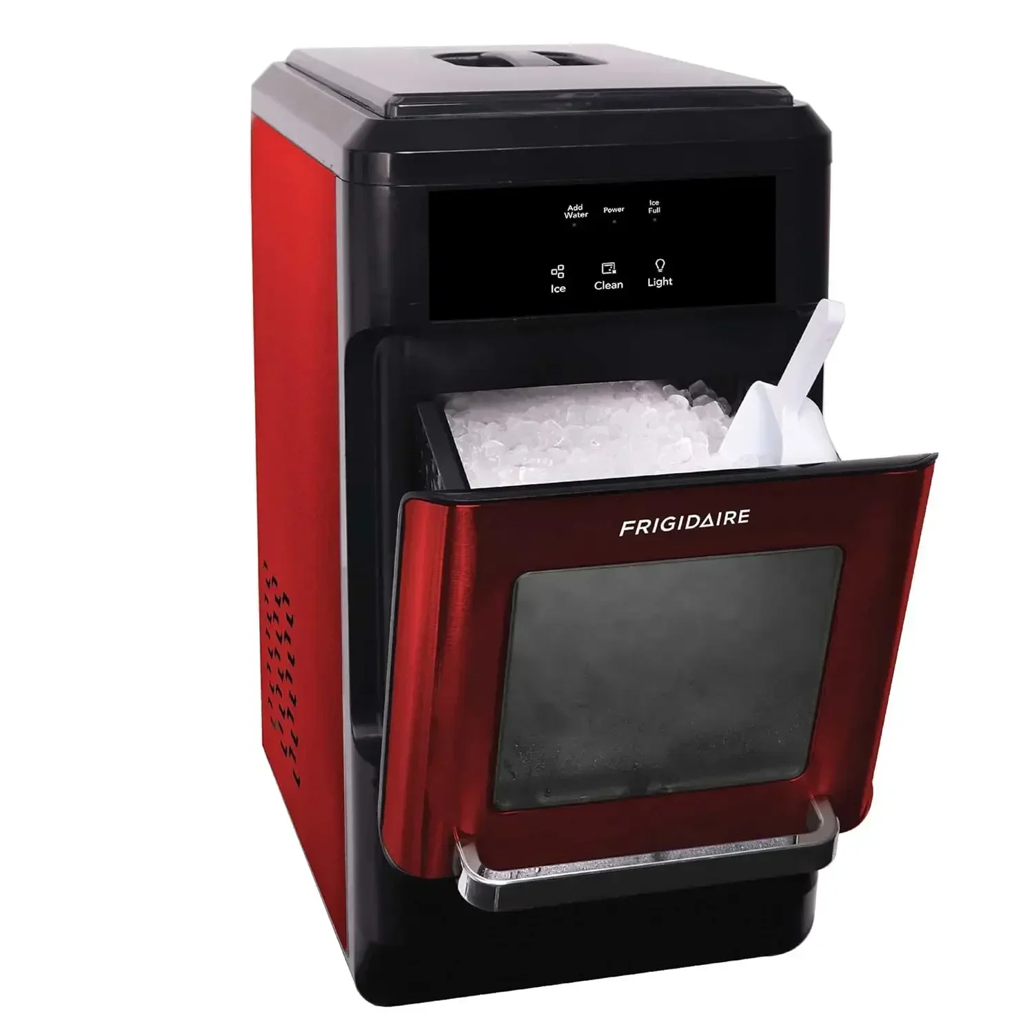 FRIGIDAIRE-Countertop Crunchy Chewable Nugget Ice Maker, Red Stainless, 44lbs per Day, EFIC237-SSRED EFIC237