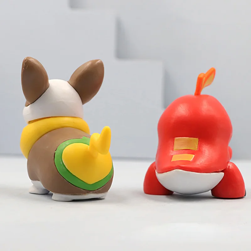 7 pçs anime pokemon pikachu figura charizard bulbasaur floragato fuecoco quaxly ymer conjunto bonito modelo de brinquedo carro ornamentos desktop