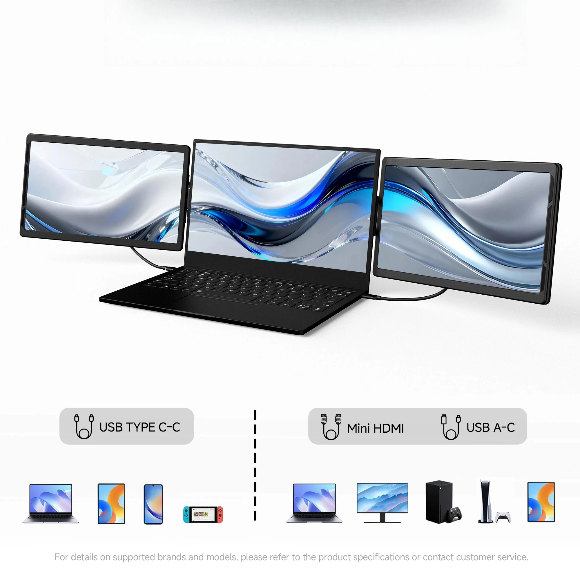 13.3inch Portable Monitor - FHD Laptop Second Expansion Screen For Switch/Phone/Tablet,USB-C HDMI-Compatible,Rotatable Display