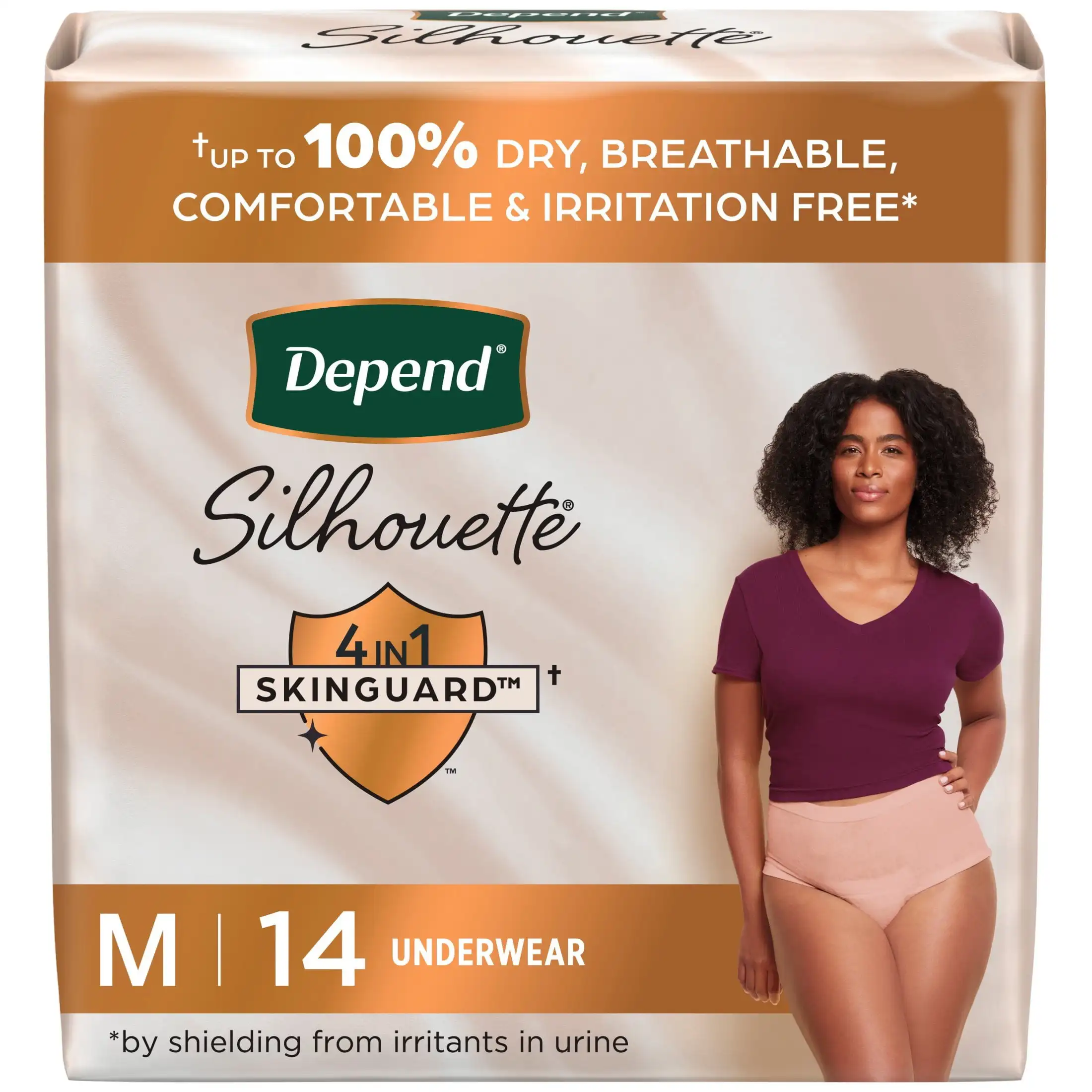 

Silhouette Women's Incontinence & Postpartum Bladder Leak Underwear, M, 14 Count
