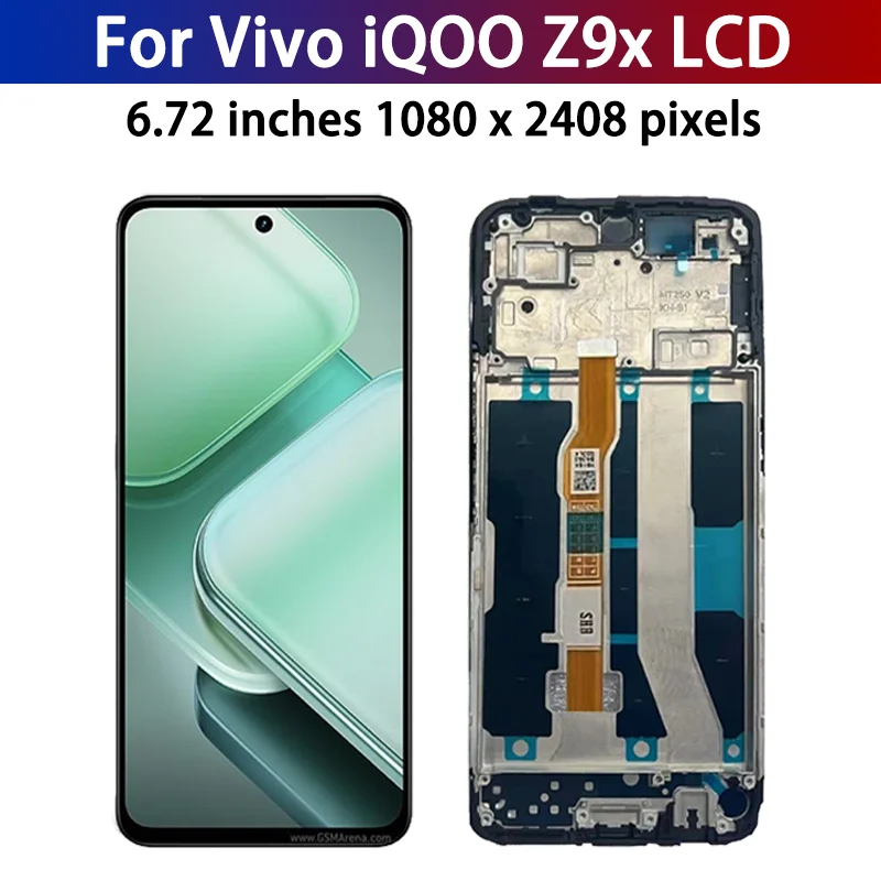 V2353A I2219 Premium LCD For vivo IQOO Z9x Display Touch Screen Digitizer Panel Assembly Z9X LCD Screen With Frame