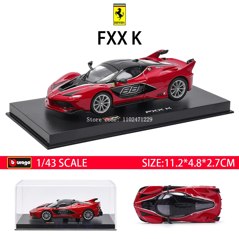 Bburago 1:43 Ferrari AFERRARE FXXK SF90 SP3 SP2 SP1 Liga de luxo Veículo Diecast Pull Back Carros Modelo Coleção de brinquedos Presente