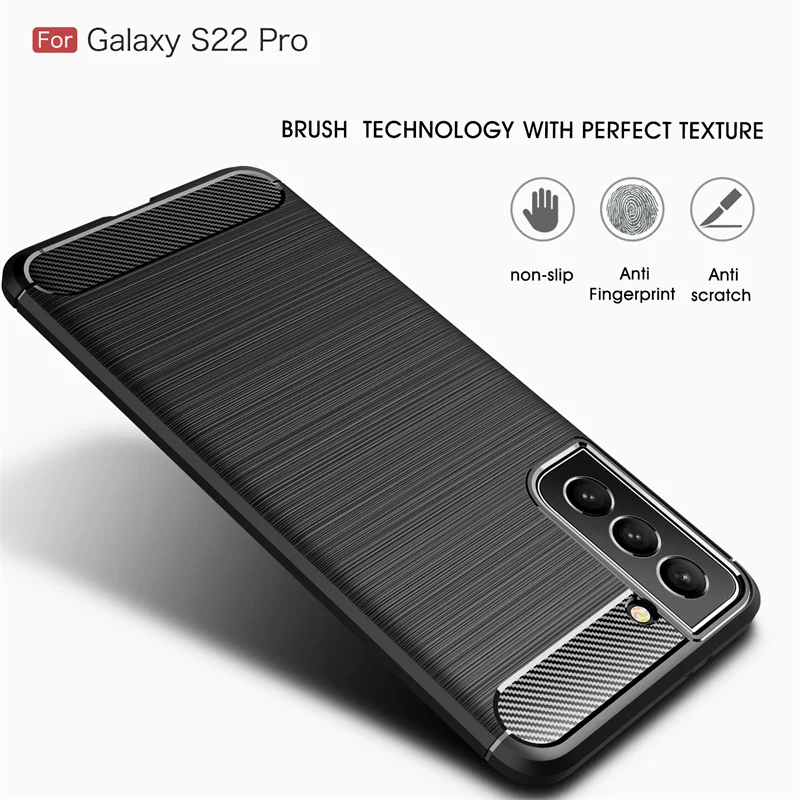 

For Samsung Galaxy S22 S 22 Plus Pro Case Carbon Fiber Silicone Bumper Phone Case For Galaxy S22 Ultra Matte Soft Tpu Back Cover