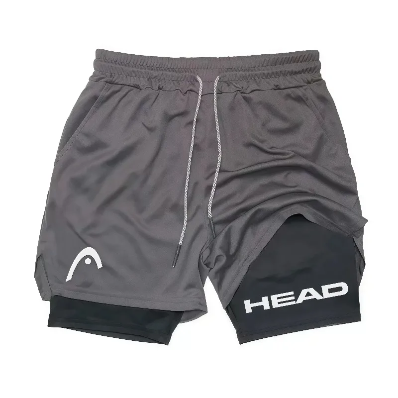 2-in-1 Herren-Laufshorts, schnelltrocknend, atmungsaktives Mesh-Gewebe, doppelter Kompressions-Liner, Kordelzug, Grafikdruck, Fitness-Sportshorts – Detail 14