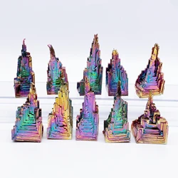 Natural Bismuth Metal Quartz Pyramid Ore Gemstone Reiki Healing Home Decor Raw Crystal Tower  Point Witchcraft Meditation