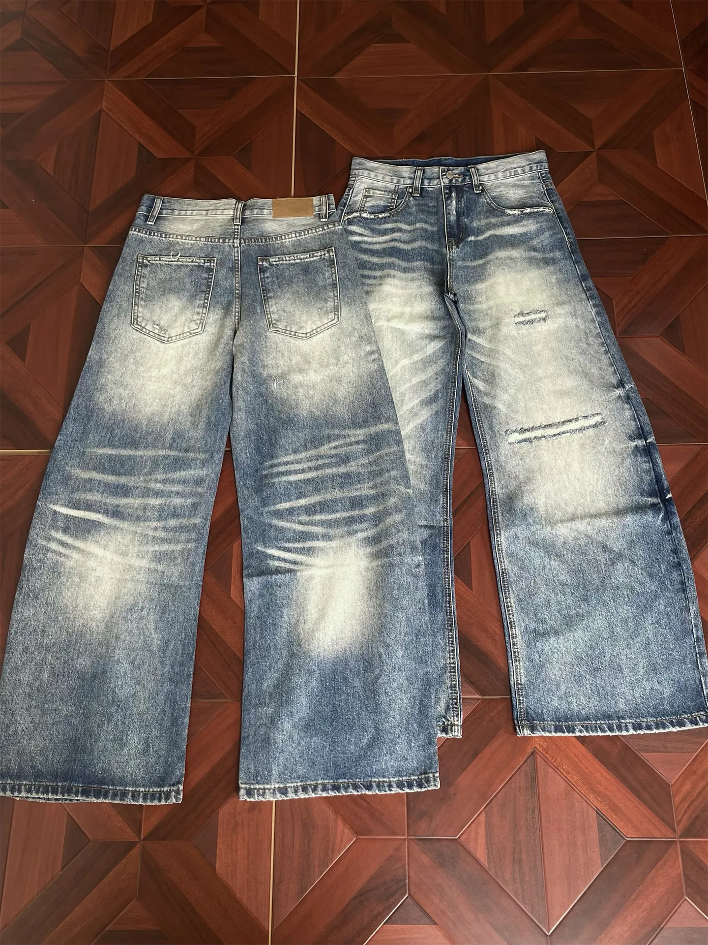 Retro Washed American Street Knife Cut Loose Casual Jeans Men Women Straight Leg Jeans mid Waist Zipper Spring Season