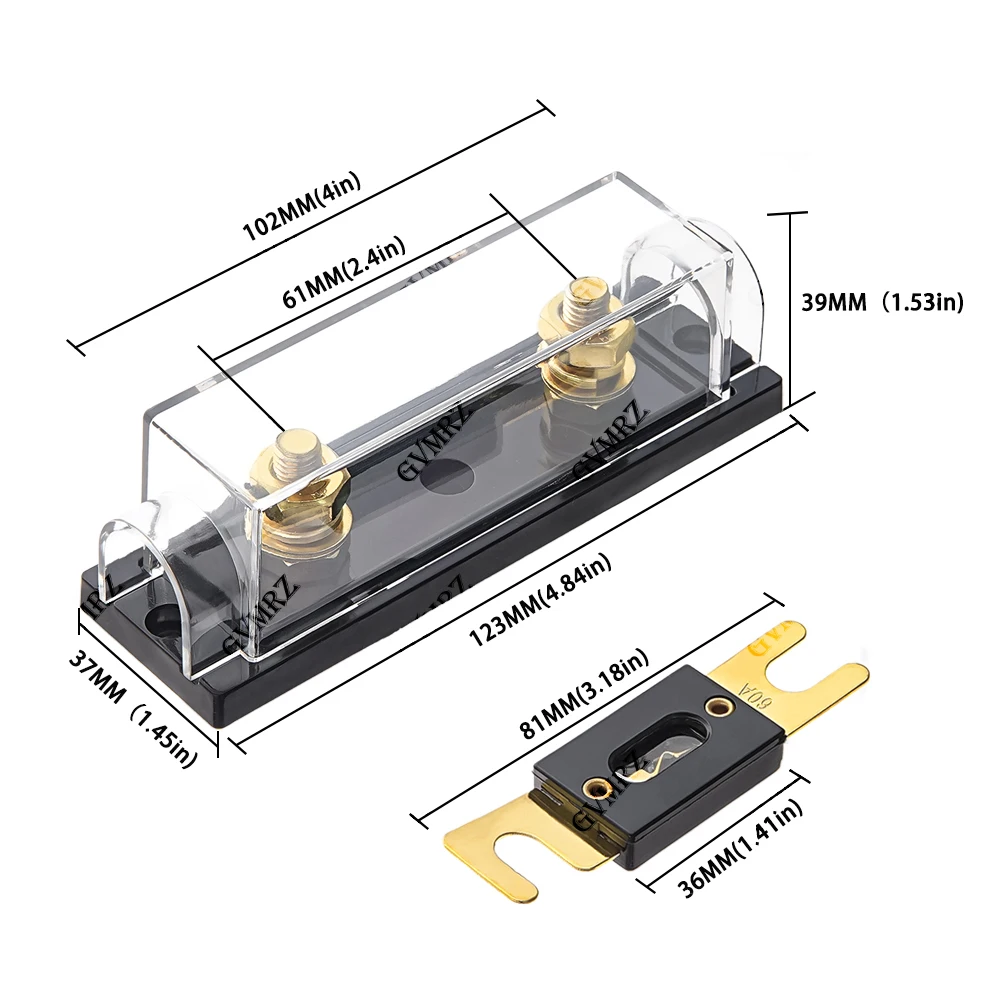 1set ANL-H ANL-B 30A 40A Transparent Car Fuse Box ANL Fuse Holder Distribution In Line 0 4 8 GA Positive With ANL Fuse Fusible