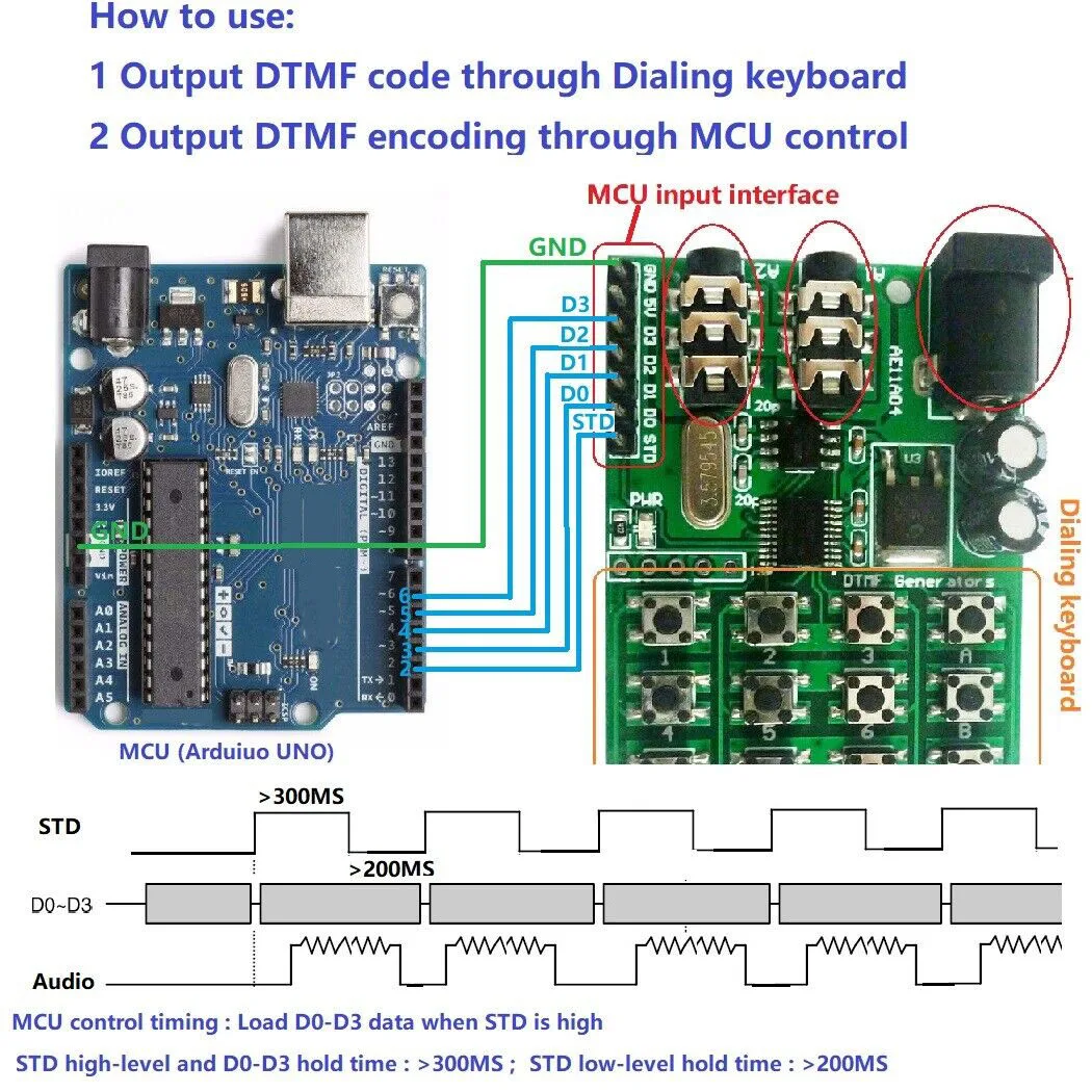 DTMF Generator Encoder Transmitter Module Dialing keyboard MCU control for PC Interphone Mobile audio Smart home