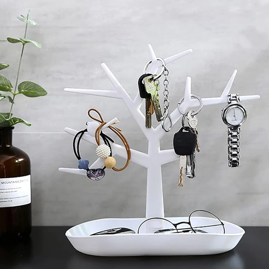 1Pc Bird Tree Display Stand - Key Storage Tree - Necklace Bracelet Display Stand - Watch Hook Decoration Organizer