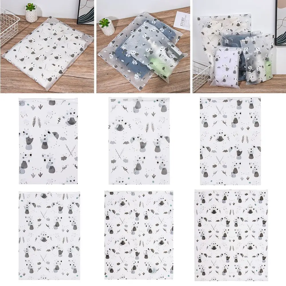 Transparent Clothes Organization Frosted Printed Underwear Zipper Lock Vacuum Bags Shoes Makeup Bag Clothes Storage Bags