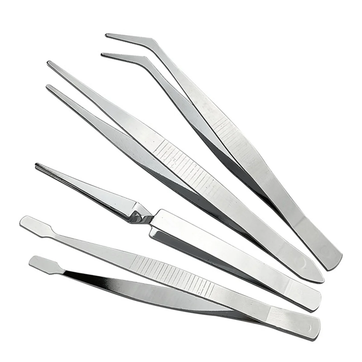 

4-Piece Set of Stainless Steel Combination Tweezers, Elbow Tip, Labor-Saving Pliers,Cross-Reverse Flat-Mouth Stamp Clips