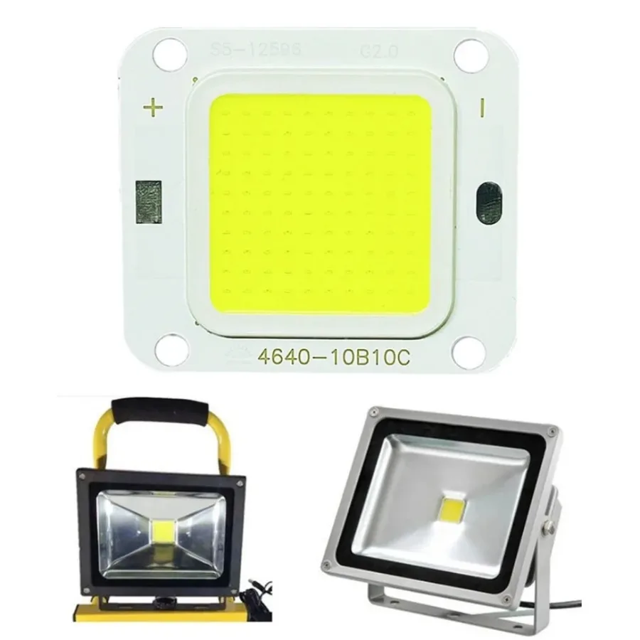 Chip LED COB de 10W, 20W, 30W, 50W, 70W, 100W, 27-36V, cuentas de luz SMD, blanco frío, blanco cálido, 100lm/W, para foco reflector