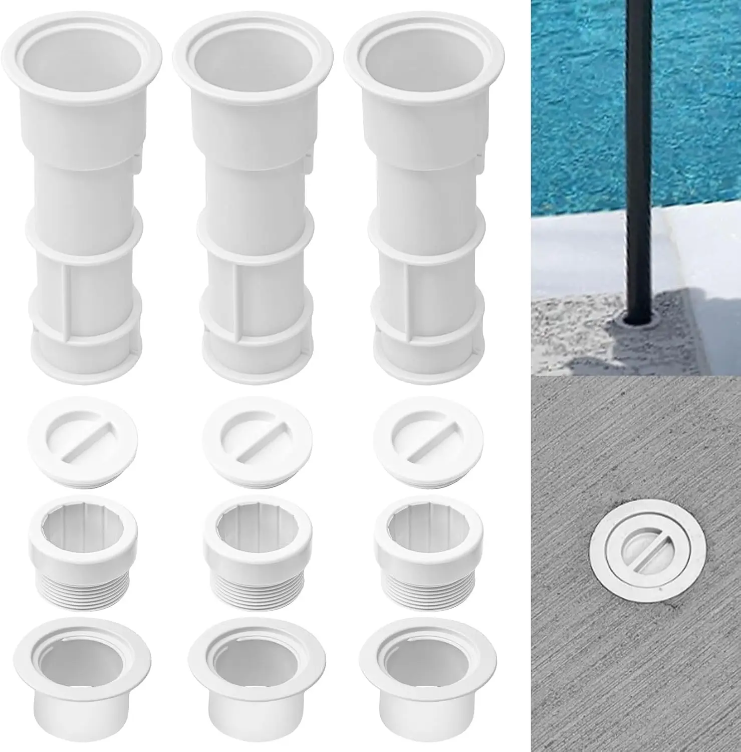 

Набор из 3 подставок для зонтов US105 (7 1/2 дюйма) с чехлом и центральной заглушкой для центральных стержней диаметром 1 1/2 - 1 3/4 дюйма, идеально подходит для зонтов, Vo