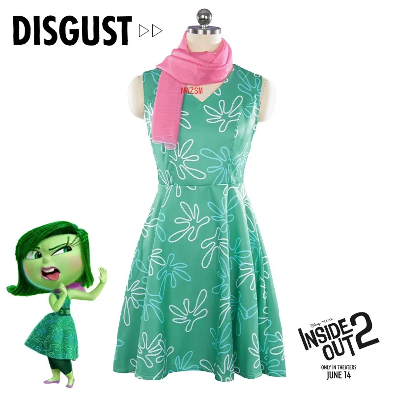 

✉2026 Inside Out Disgust Joy Cosplay Costume Women Dress Uniform Suit Halloween Carnival Party Role Play Full Set for Adult K✉^&