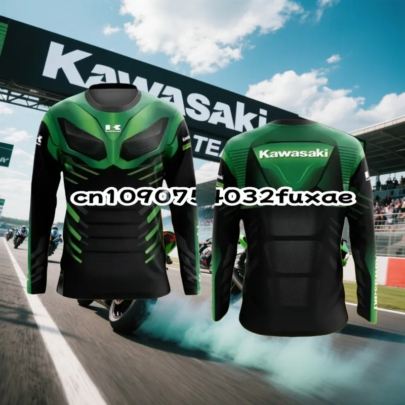 

Kawasaki мужские быстросохнущие трикотажные изделия для гонок на выносливость, спортивные дышащие топы для верховой езды с длинными рукавами для MTB, тренировочные соревнования