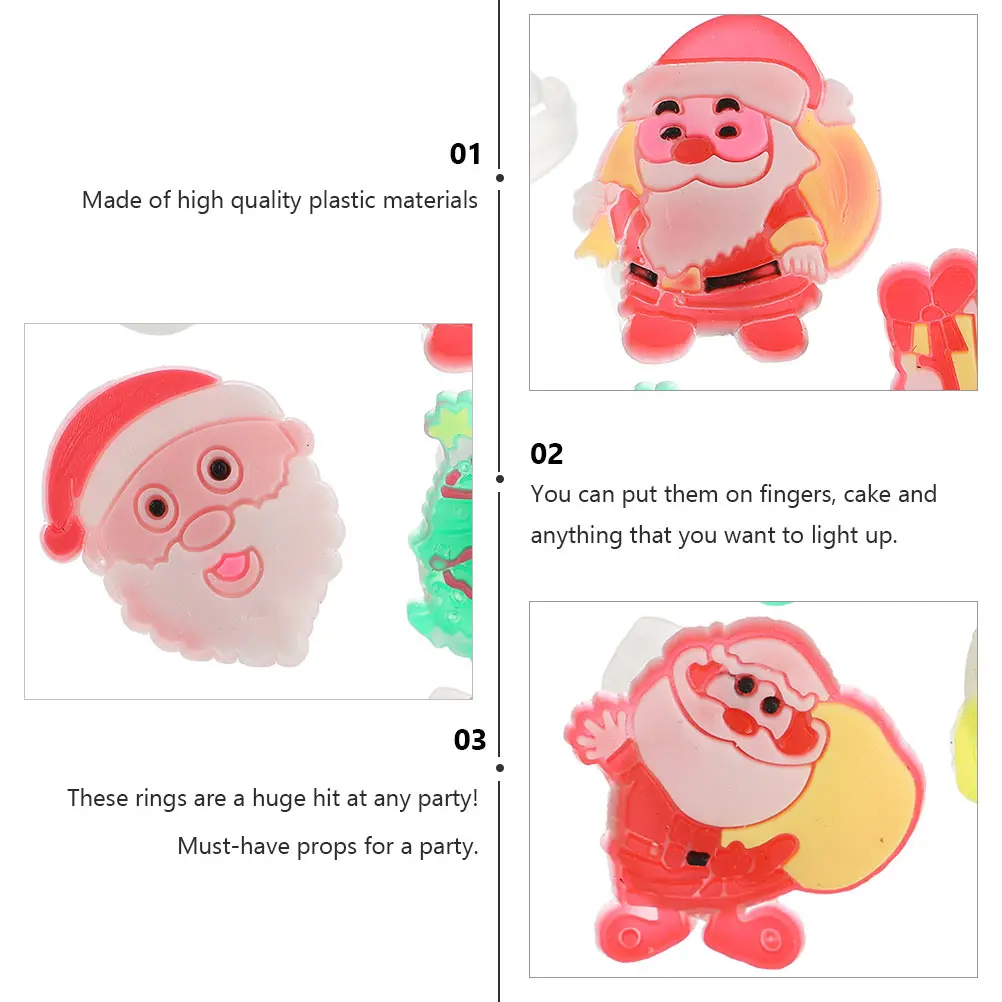 

72 Pcs Flash Santa Santa Claus Claus Luminous Luminous Rings Toys Party Supplies Snowflake