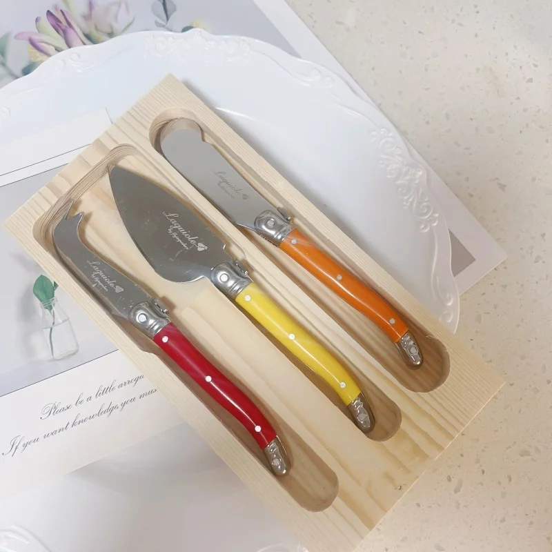 3pcs Laguiole Cheese Tool set Black Butter Spreader Sandwich Jam Knife Small Cheese Slicer  Scraper Cutter Kids Child Cutlery