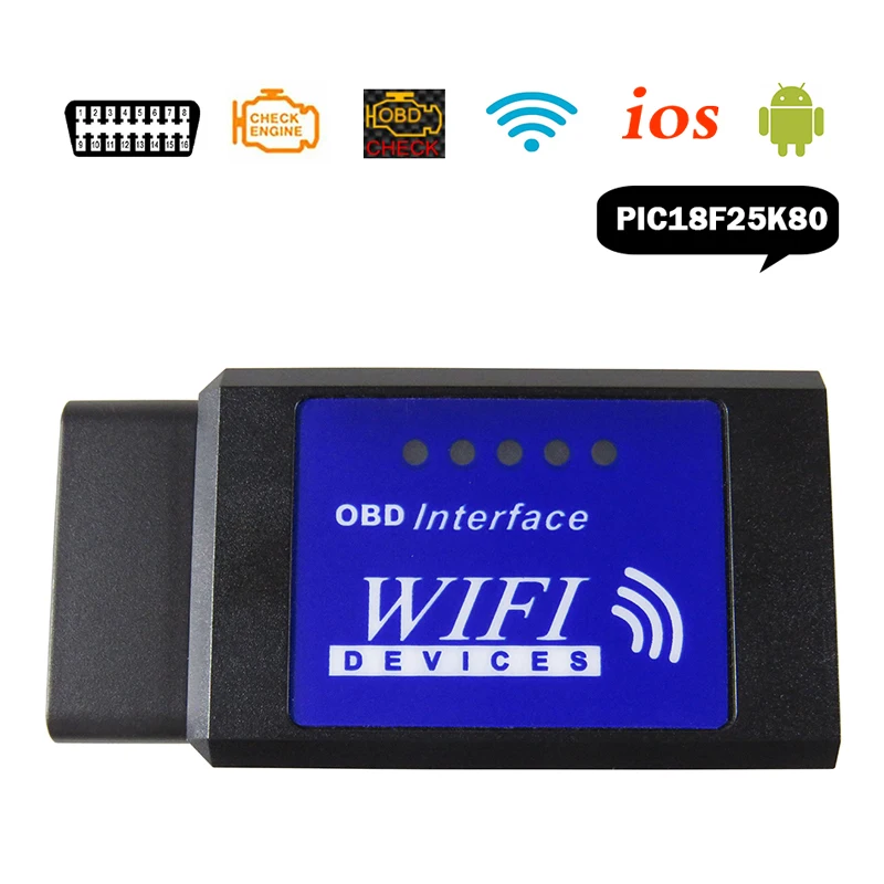 

Синий сканер OBDII ELM327 для автомобиля ELM327 WiFi V 1.5 Автомобильные диагностические инструменты ELM 327 V1.5 Wi-Fi Obd 2 сканер считывателей кодов для iOS