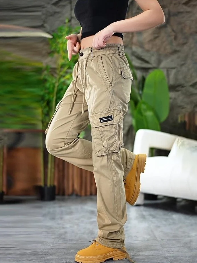 

Тонкие летние прямые брюки в стиле ретро, уличные повседневные свободные длинные брюки для мужчин и женщин, модная американская рабочая одежда из смеси хлопка