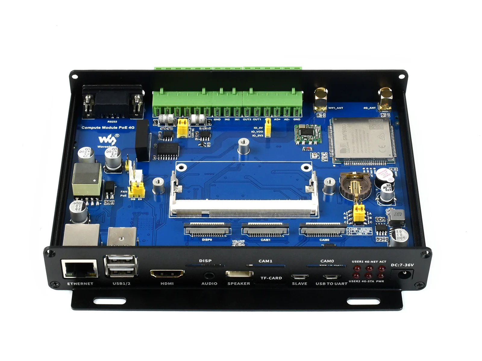 Дополнители промышленного мини-компьютера Waveshare IoT. Характеристики 4G PoE на расчетном модуле Raspberry Pi серии CM3 CM3+.