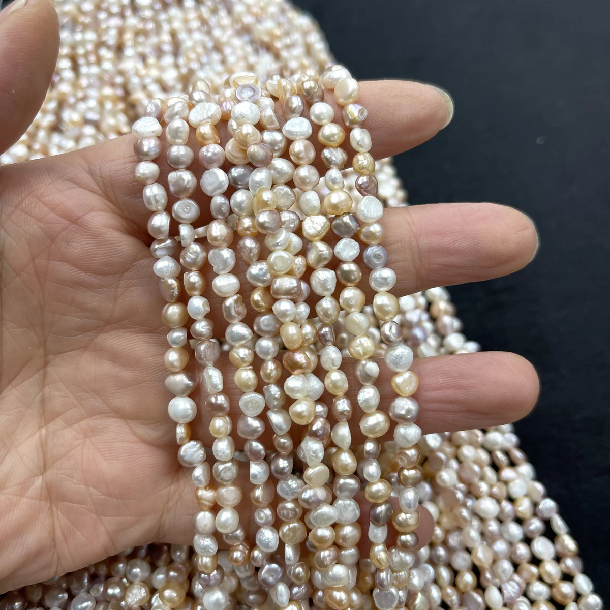 5-5.5mm Natural Freshwater Colorful Pearl Bead Two Sided Light earl Loose Spacer Beaded for Making DIY Jewerly Necklace 36cm