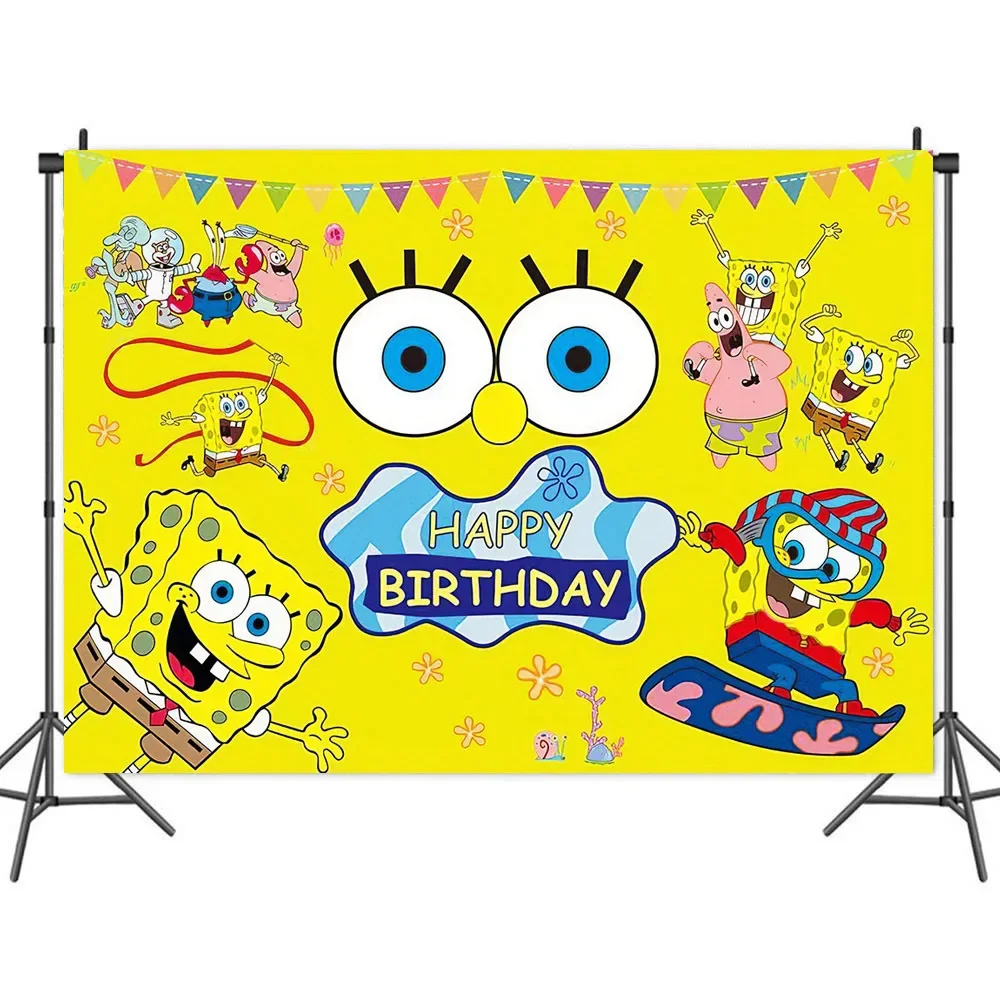 SpongeBob SquarePants Patrick Star Theme Vinyl Background Photography Wall Hanging Children\'s Birthday Party Photo Decoration