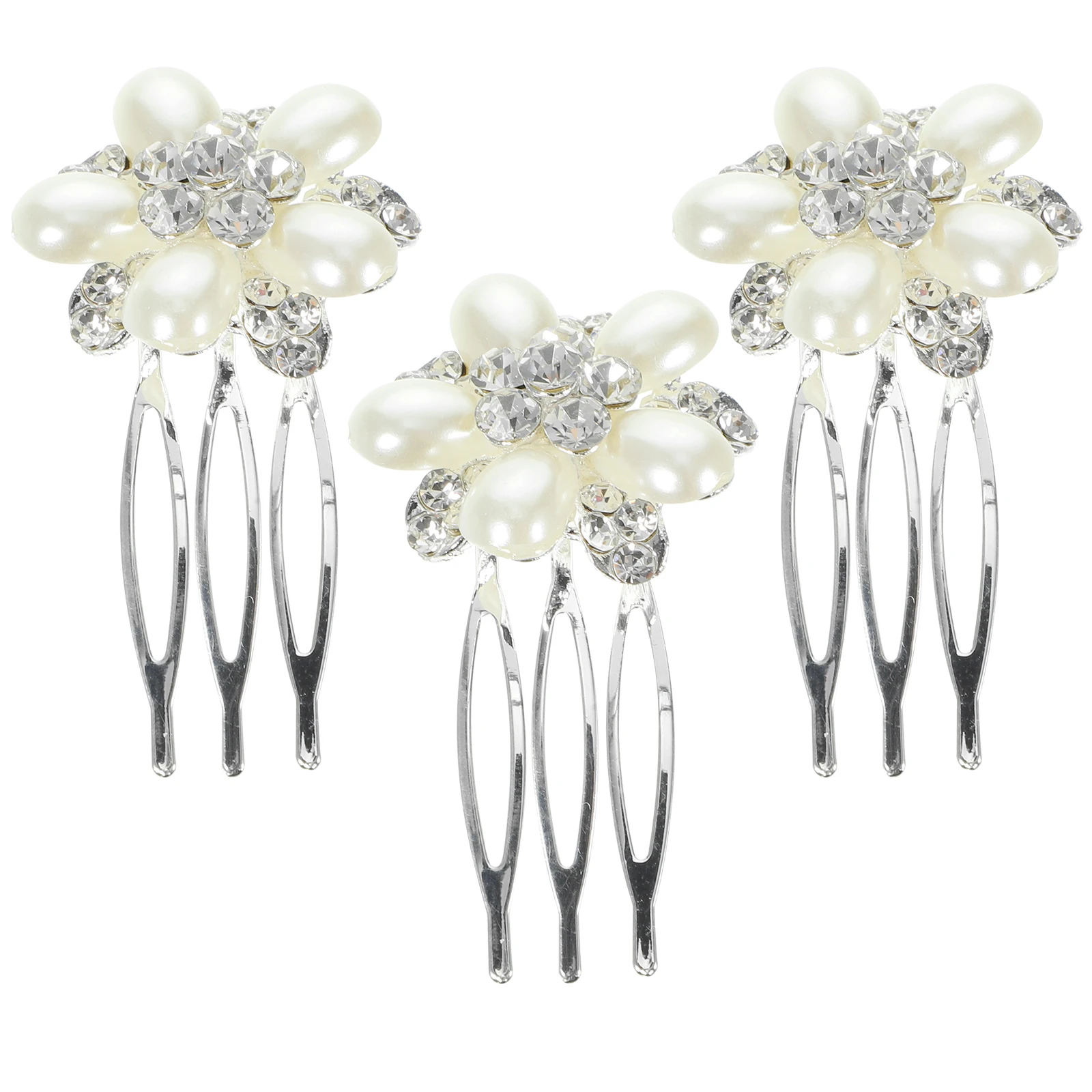 

3pcs Rhinestone Hair Comb Crystal Clips Metal Combs Accessories Girls Bride Wedding Hairstyles Pearl Bridal Headdress