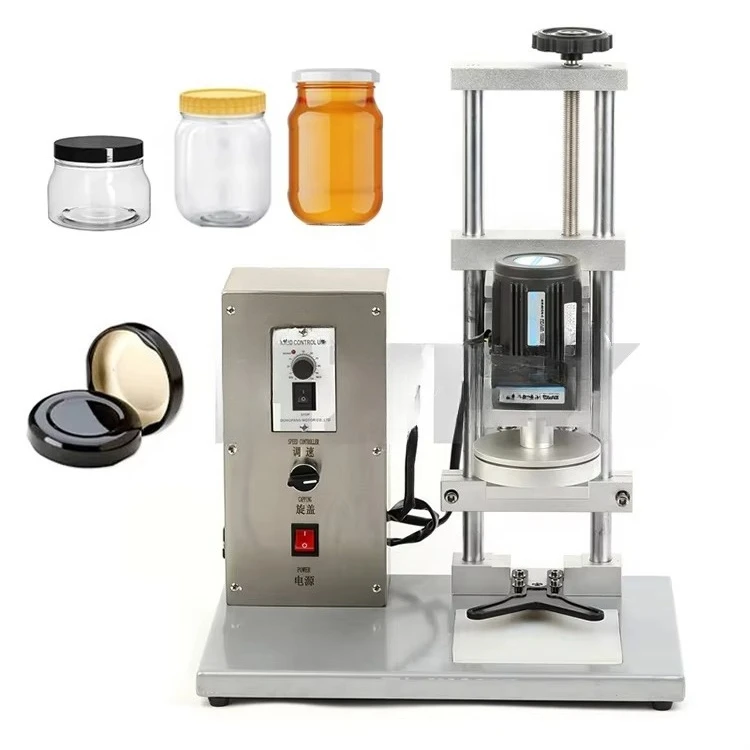 

53Mm metal lug cap glass jar bottle cap machine plastic semi-automatic