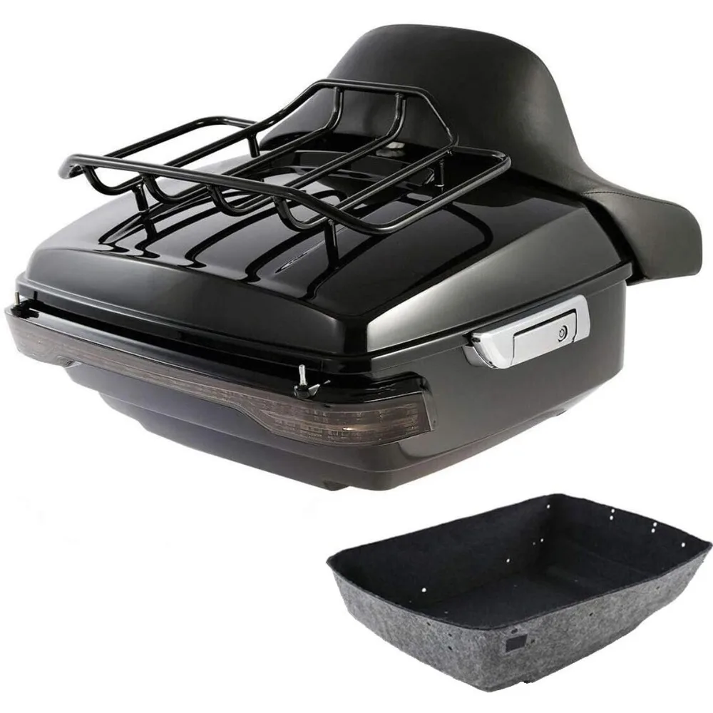

Motorcycle Trunk Box Backrest Luggage Rack Smoked Brake Tail Light Fit For Harley 2014-2025 Touring CVO Road King Road