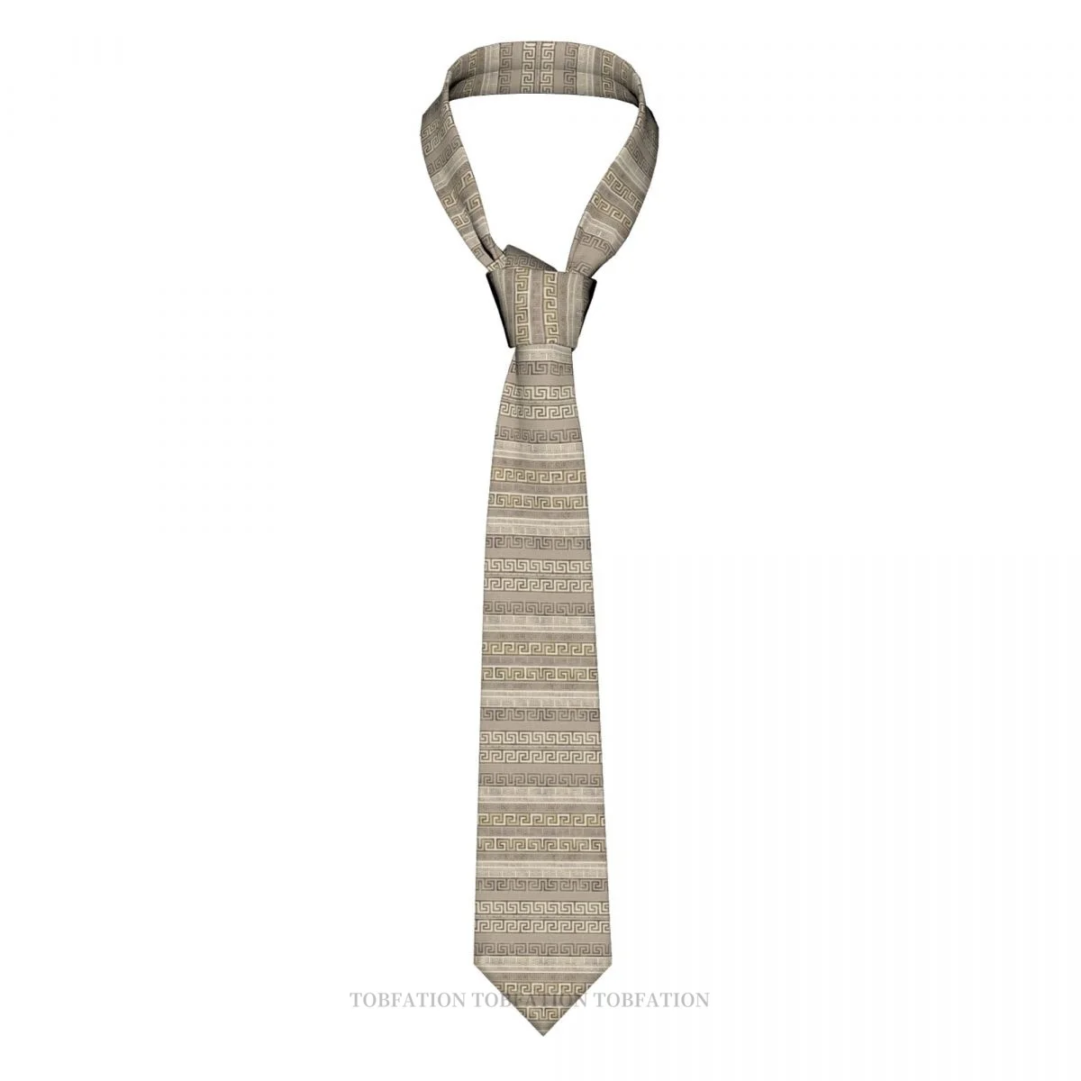 

Greek Key Ornament Print Ties Greek Meander Casual Unisex Neck Tie Daily Wear Narrow Striped Slim Cravat