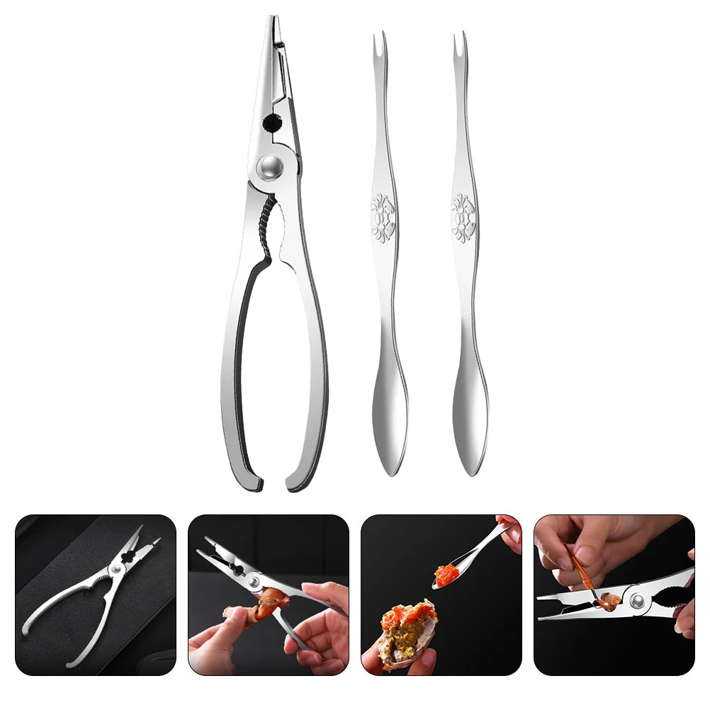 

Crab Scissor Pliers Rockling Claw Crackers Toy Household Eating Tools Forks Stainless Steel Lobster Picks Baby