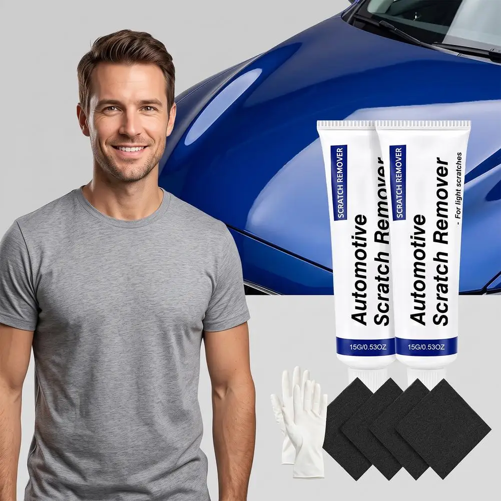 Car Scratch Remover Paste Kit Automotive Paint Repair Cerium Oxide Polishing Compound For Light Scratches with Sponge Pads Glove