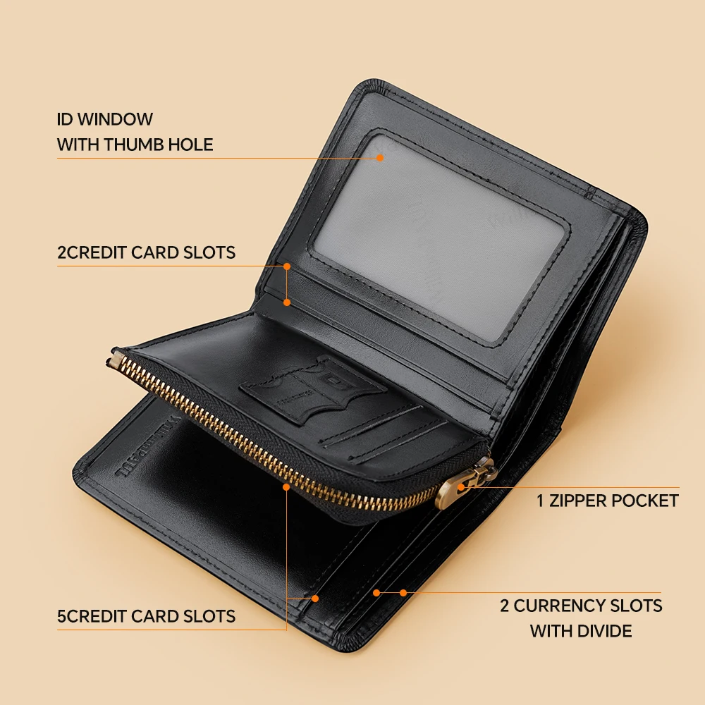 Leather men's wallet, fashionable multifunctional coin money bag, retro casual card bag