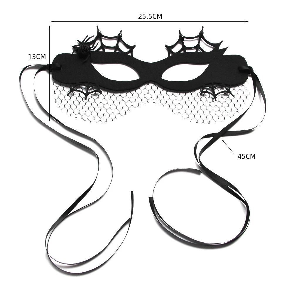 

Half Face Masks Masquerade Costume for Women Halloween Props Lightweight Felt Mesh Ribbon Adjustable Cosplay Festival