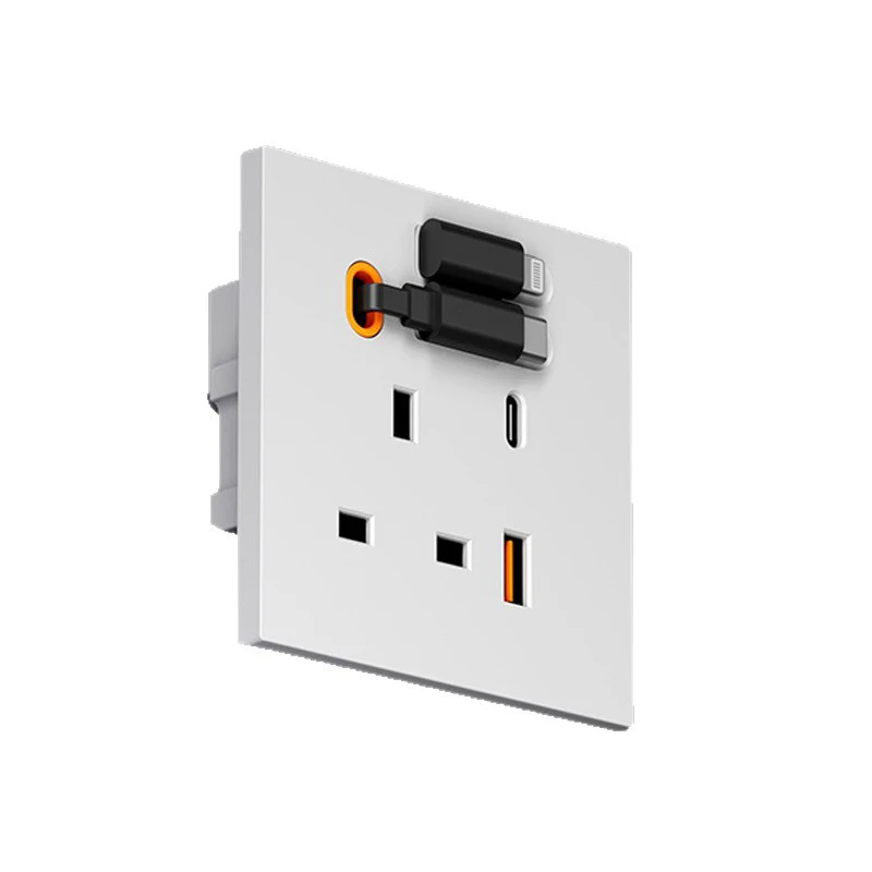 Universal 86 Type 20W USB Type-C Socket Panel Expandable Charging Cable Outlet for UK Mobile Phone Charging