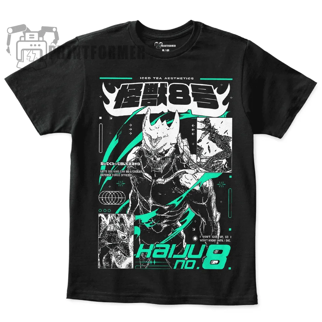 Kaiju No 8 T-shirt Mina Shiro Kaij Gift Manga Best Anime Graphic Tee Black Shirt 100 Cotton