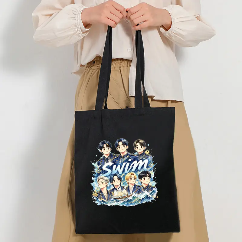 Swim Album Arirang 2.0 World Tour 2026 Kpop Fan Gift Foldable Tote Bag Large Capacity Handbag Multi Functional Canvas Bags