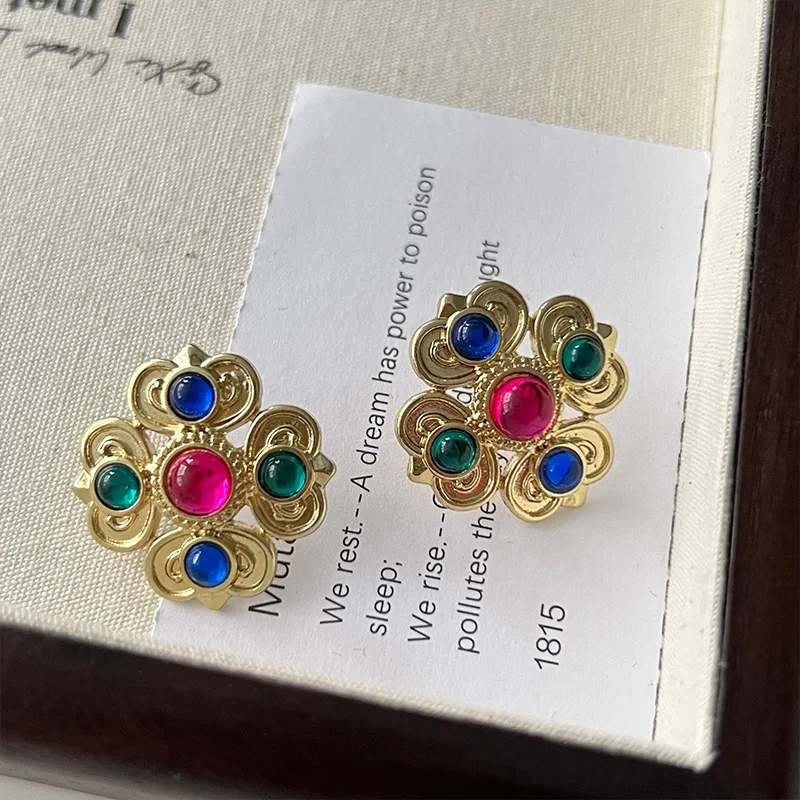 

Obega Flower Earrings Stud Pink White Flowers Women Earring Post Spring Summer New Trendy Girls Cute Jewelrys