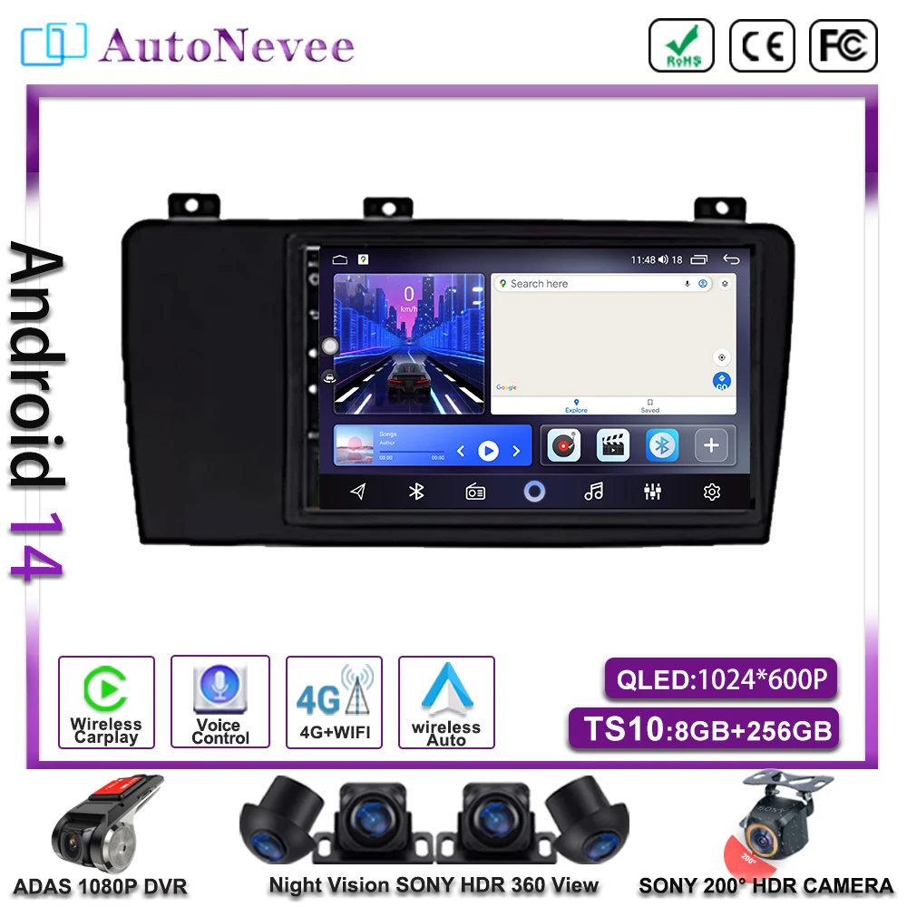 

7 inch Android 14 Car For Volvo XC70 V70 S60 2005 - 2009 Auto Radio Stereo Head Unit Multimedia Player GPS Navigation Dash Cam